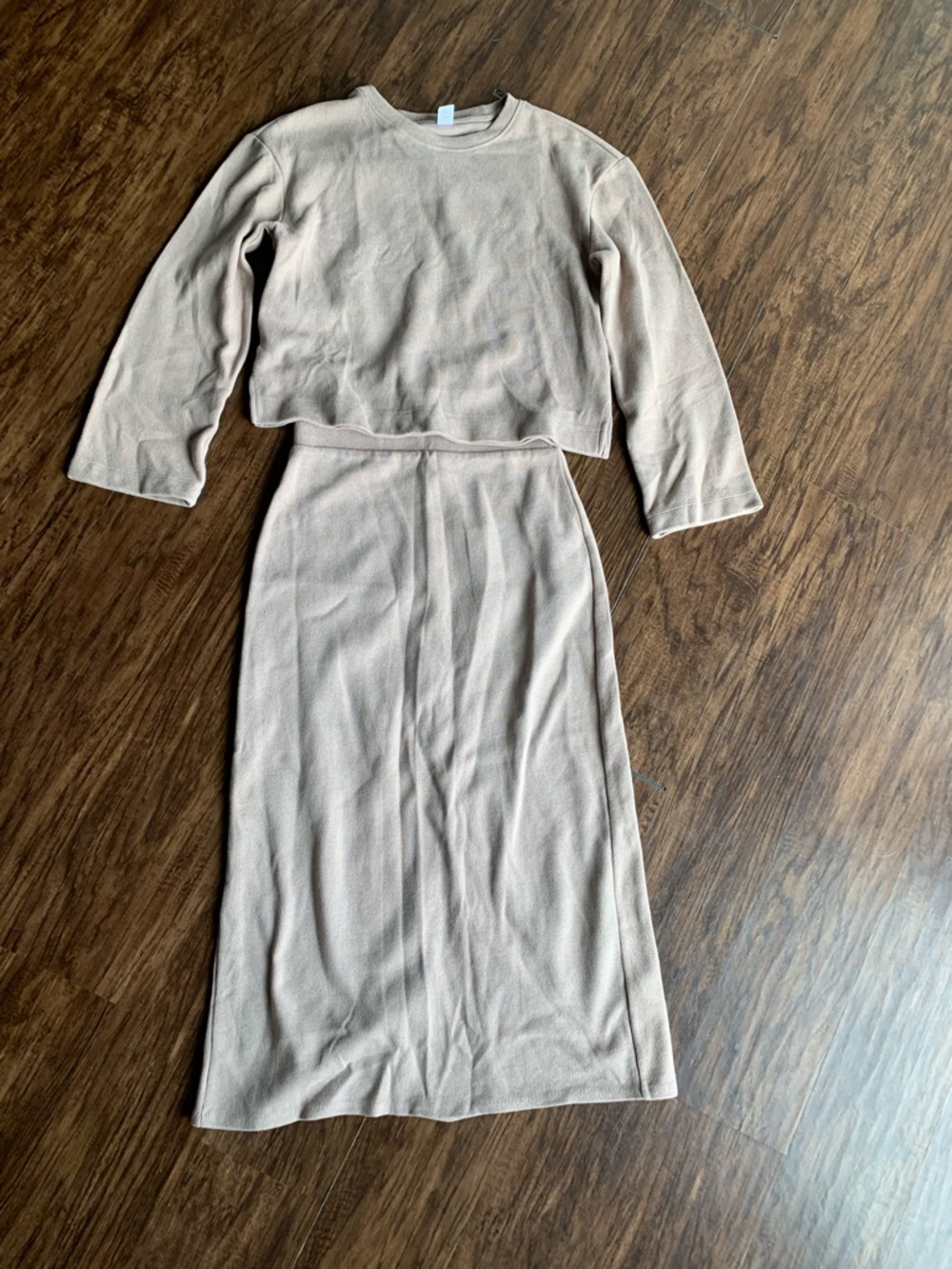 Old Navy Neutral Beige Knit sweater Top & Maxi Skirt Set